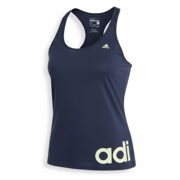 adidas Tops - New Adidas Navy Blue Climalite Racerback Tank Top Sport Essentials Logo Size M
